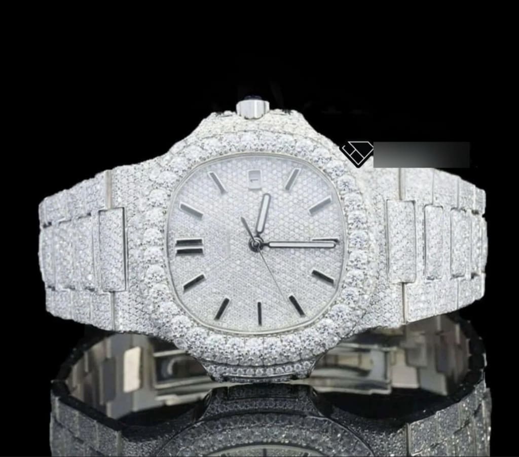 Patek Philippe Nautilus Full Pave Dial Stick Markers Diamond Bezel