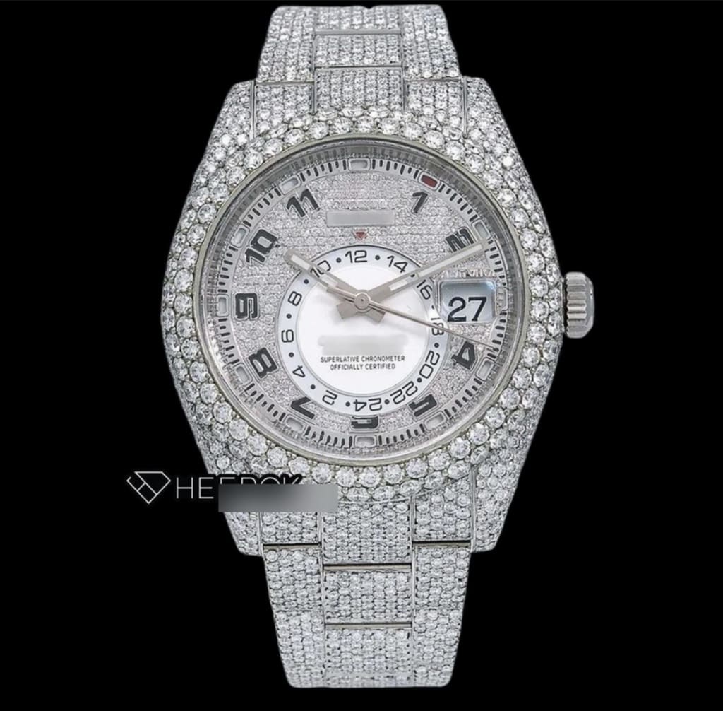 Rolex Sky-Dweller Diamond Paved Dial Standard Numerals Diamond Bezel